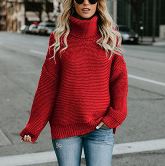 Damen Grobstrickpullover mit gemütlichem Stehkragen R&B