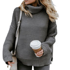 Damen Grobstrickpullover mit gemütlichem Stehkragen