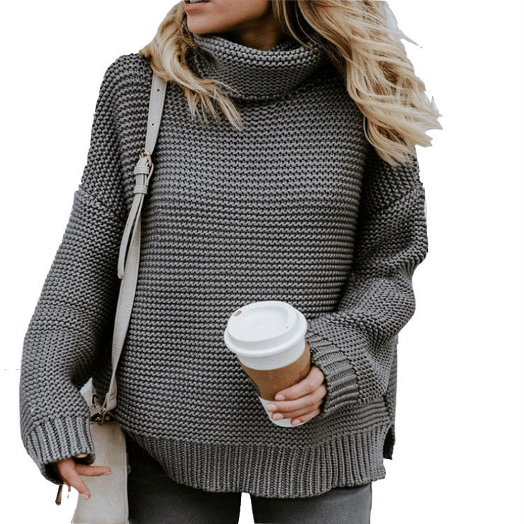 Damen Grobstrickpullover mit gemütlichem Stehkragen