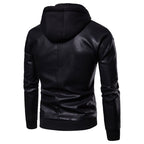 Herren Kunstleder Kapuzenjacke mit sportlichem Schnitt und einzigartigen Details