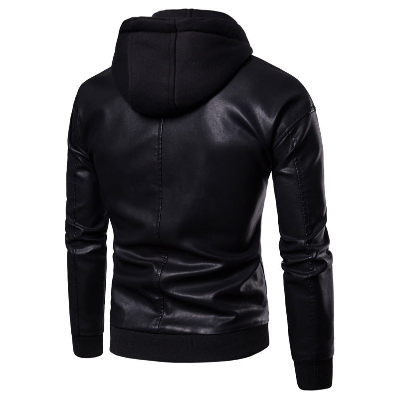 Herren Kunstleder Kapuzenjacke mit sportlichem Schnitt und einzigartigen Details
