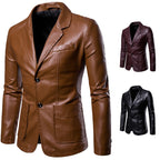 Herren elegante Kunstlederjacke
