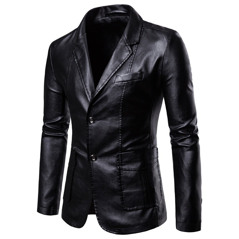 Herren elegante Kunstlederjacke