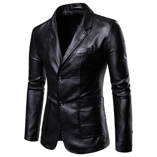 Herren elegante Kunstlederjacke R&B