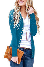 Damen nan Feinstrick-Cardigan mit dekorativen Metallknöpfen und schmaler Silhouette R&B