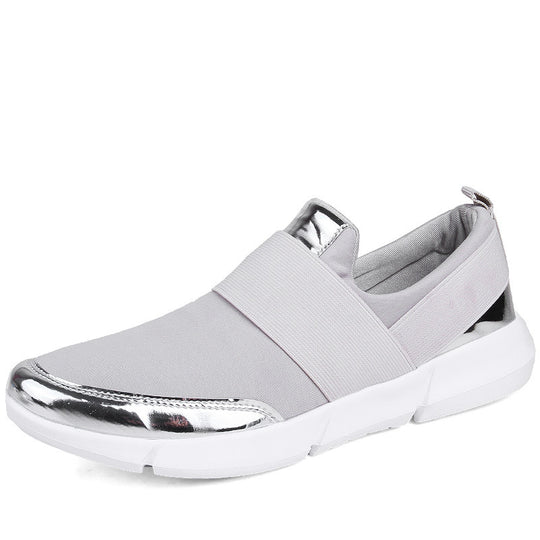 Damen modische Slip-On Sneakers mit atmungsaktiver Oberfläche und goldenen Akzenten R&B