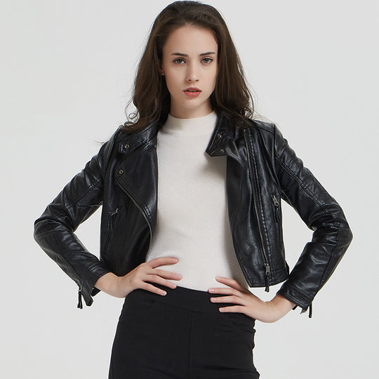 Damen elegante Bikerjacke aus hochwertigem R&B