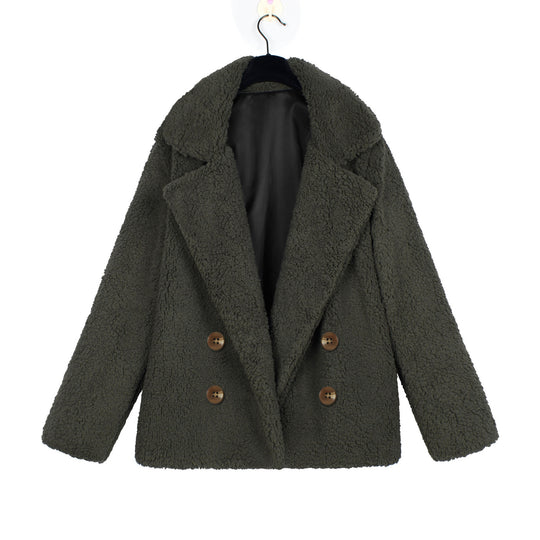 Damen Kuschelige Boucle-Jacke mit doppelter Knopfleiste R&B
