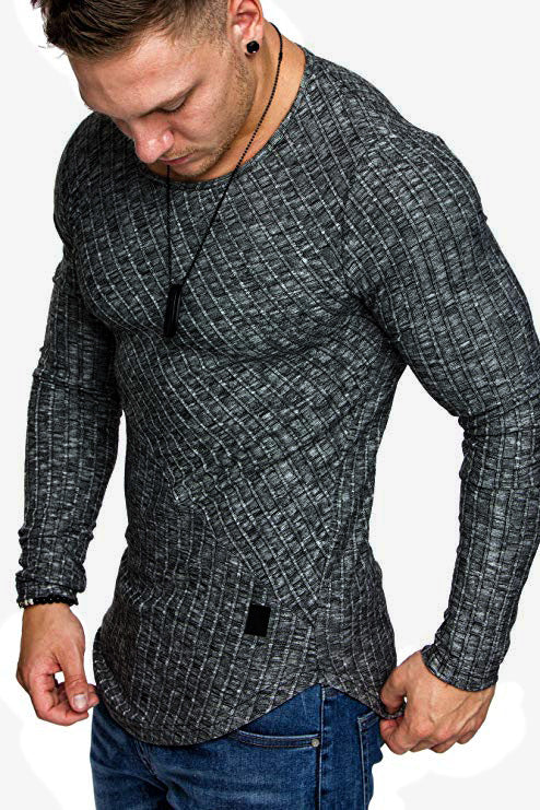 Herren Langarmshirt mit strukturiertem Design und körperbetonter Passform R&B