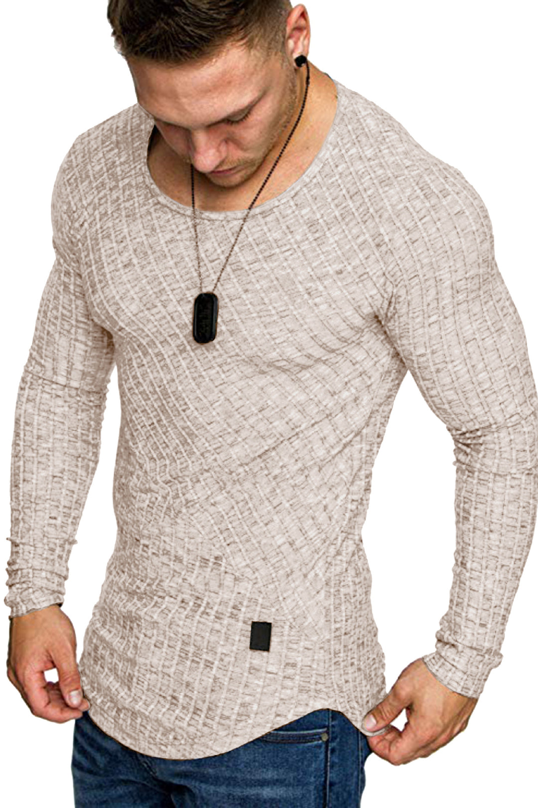 Herren Langarmshirt mit strukturiertem Design und körperbetonter Passform R&B
