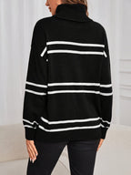 R&B | Gestreifter Rollkragenpullover