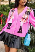 R&B | Weihnachtsnussknacker Pailletten Freizeit Strickjacke