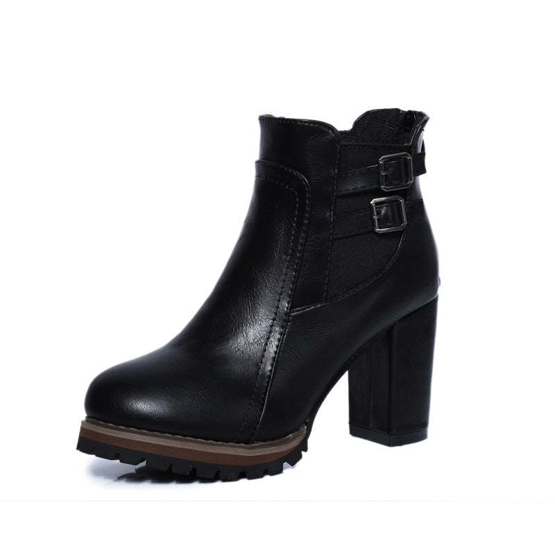 Damen Stiefeletten mit robustem Profil und modischen Schnallen R&B