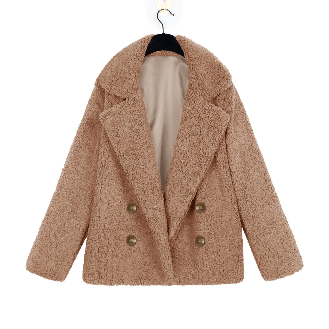 Damen Kuschelige Boucle-Jacke mit doppelter Knopfleiste R&B