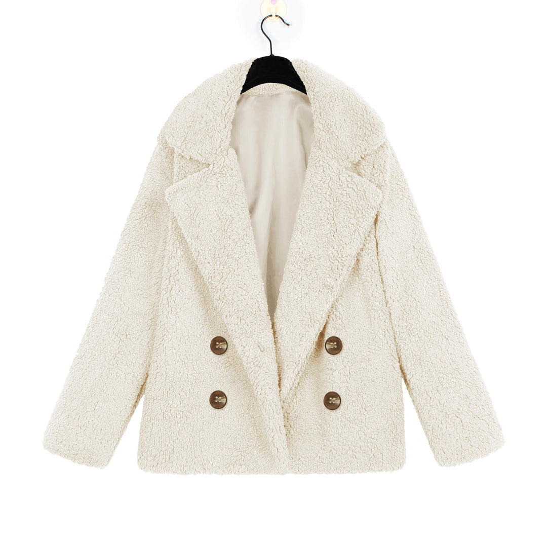 Damen Kuschelige Boucle-Jacke mit doppelter Knopfleiste R&B