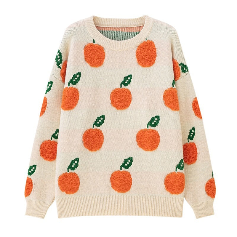 R&B | Strickpullover mit Früchteprint Weich und Einzigartig Gemütliche Passform