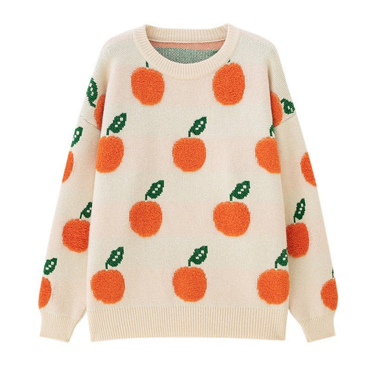 R&B | Strickpullover mit Früchteprint Weich und Einzigartig Gemütliche Passform