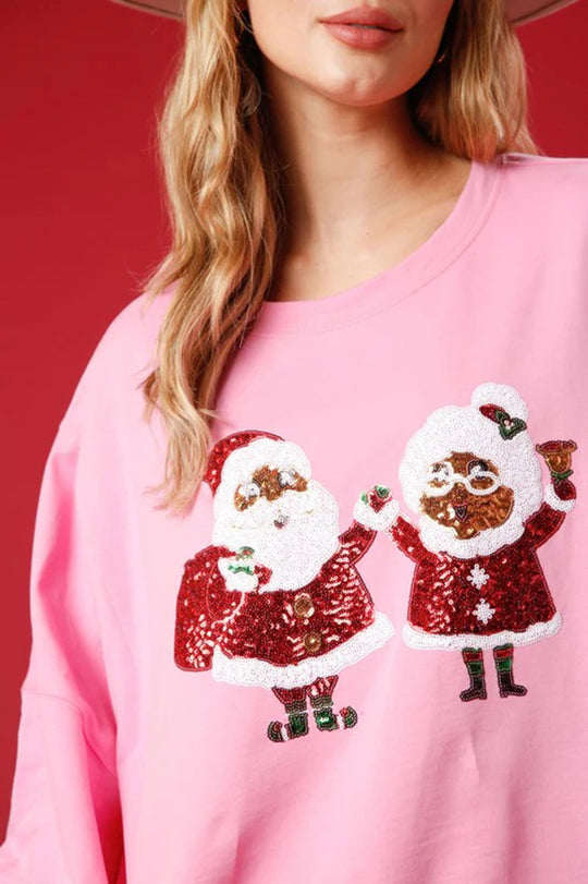 R&B | Weihnachtsmann Pailletten Lässig Lockere Lange Ärmel Sweatshirt