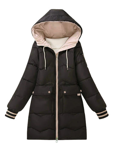 R&B | Dicke, Lässige Winterjacke mit Taschen und Kapuze für Frauen Ideal für Herbst und Winter
