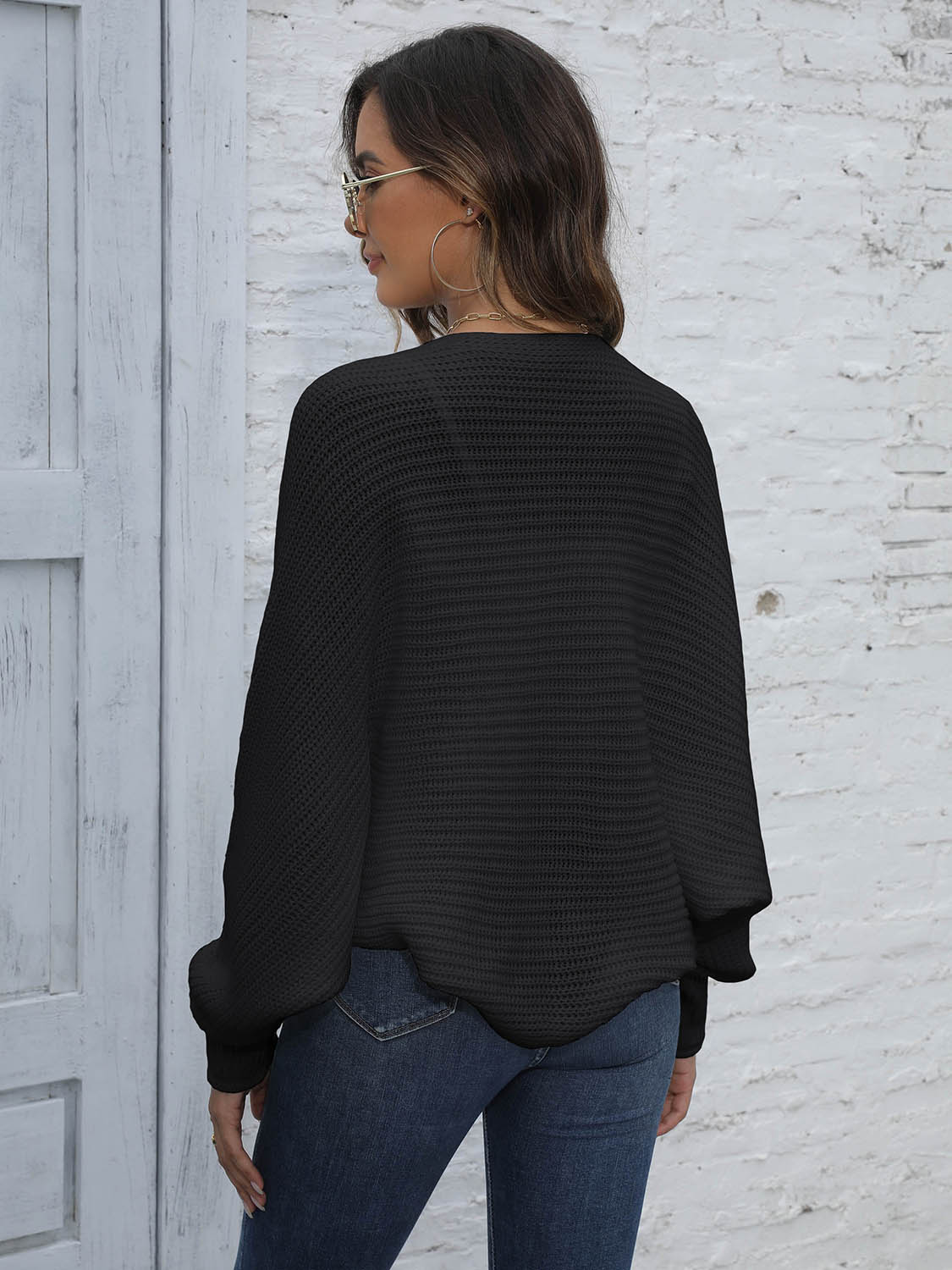 R&B | Bat Sleeve Offenes Front Kurzes Cardigan