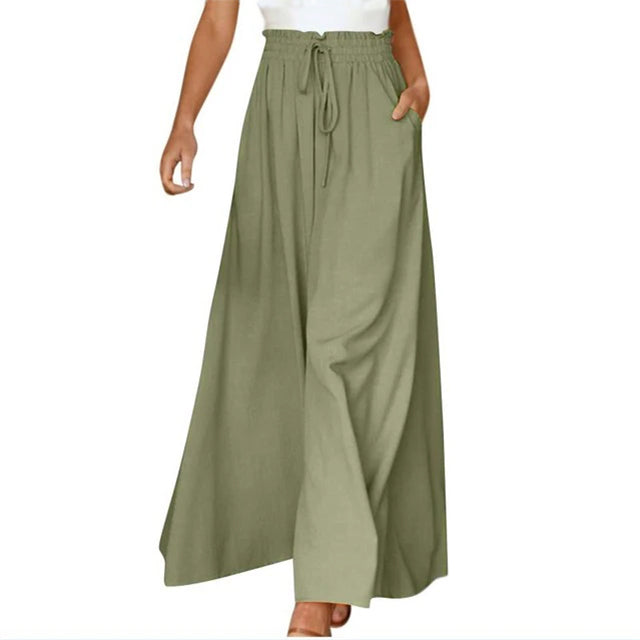 R&B | Leichte Damen Leinenhose mit Weitem Bein für Frühling und Sommer