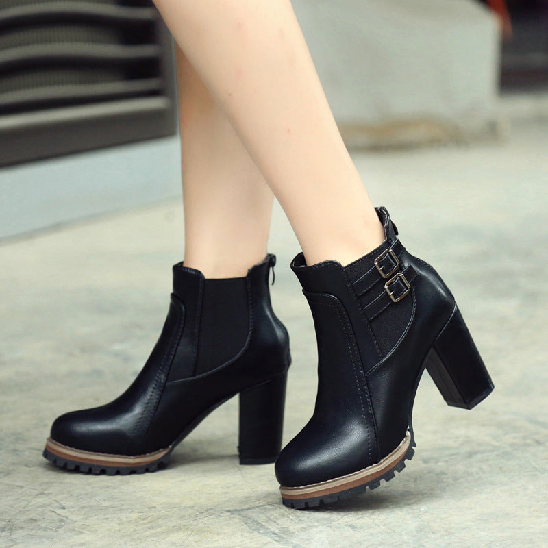 Damen Stiefeletten mit robustem Profil und modischen Schnallen R&B