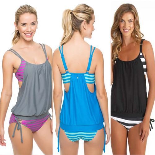 Damen Tankini mit verstellbaren Trägern und Übergroßem Schnitt R&B