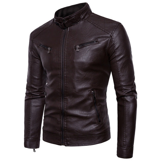 Herren Kunstleder Bikerjacke mit gesteppter Rückenpartie R&B