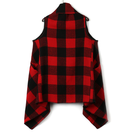 Damen Üppiger karierten Poncho R&B