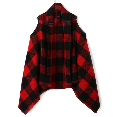 Damen Üppiger karierten Poncho R&B