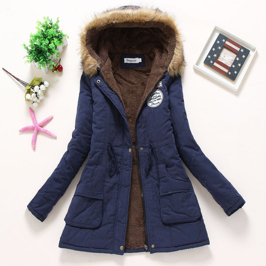 Damen Gesteppte Winterjacke mit Abnehmbarem Kunstfellkragen und Praktischen Aufgesetzten Taschen R&B