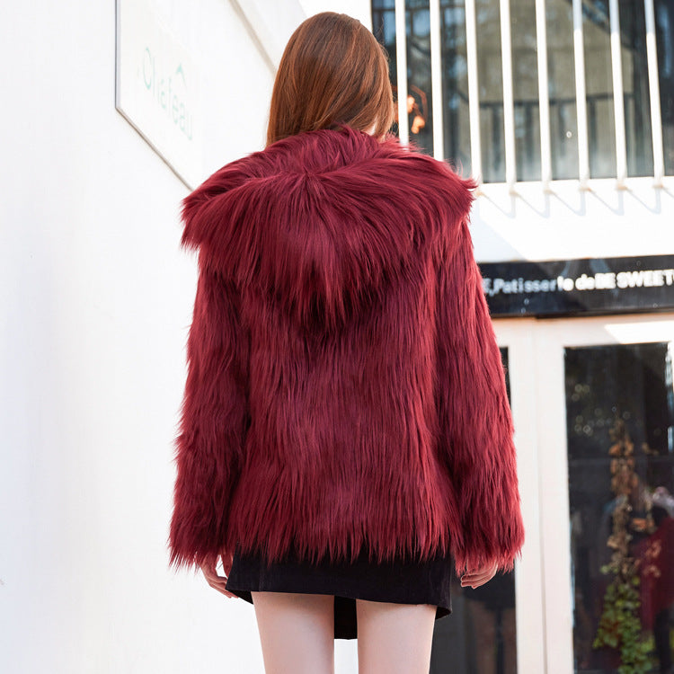 Damen Trendige Kunstpelzjacke mit lässigem Schnitt und voluminösen Ärmeln R&B
