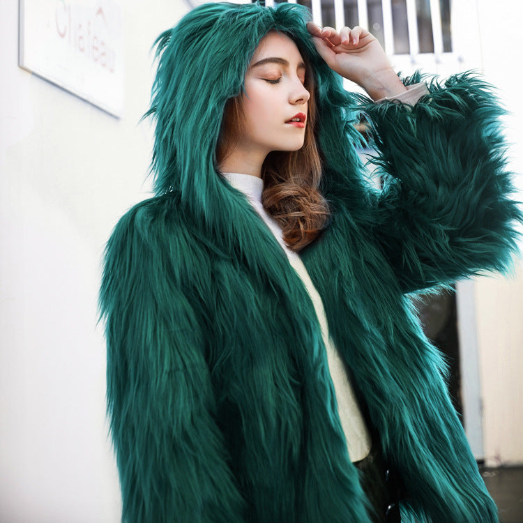 Damen Trendige Kunstpelzjacke mit lässigem Schnitt und voluminösen Ärmeln R&B