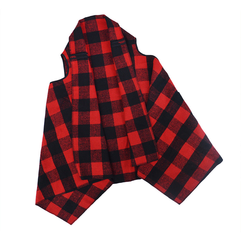 Damen Üppiger karierten Poncho R&B