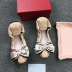 Damen Elegante Ballerinas mit modischer Schleifen-Applikation