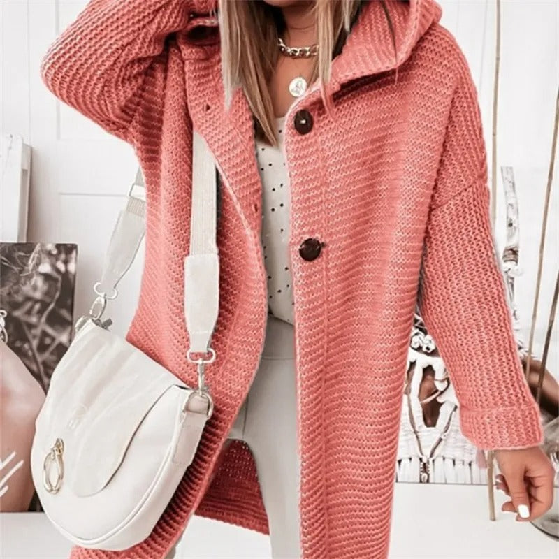 R&B | Eleganter Damen Cardigan Mit Kapuze Kaschmir Look