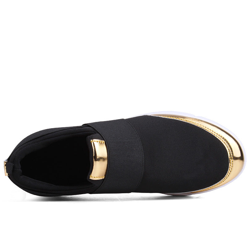 Damen modische Slip-On Sneakers mit atmungsaktiver Oberfläche und goldenen Akzenten R&B