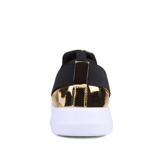 Damen modische Slip-On Sneakers mit atmungsaktiver Oberfläche und goldenen Akzenten R&B