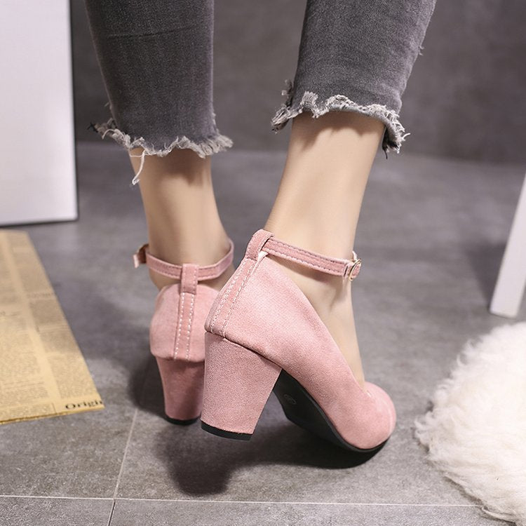Damen elegante Pumps mit verstellbarem Riemen und komfortablem Blockabsatz R&B