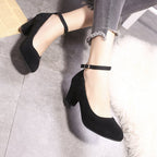 Damen elegante Pumps mit verstellbarem Riemen und komfortablem Blockabsatz R&B