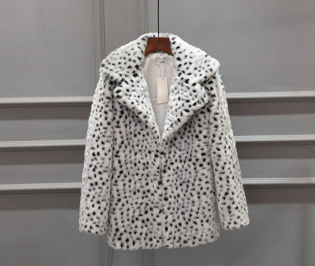 Damen Luxus Kunstpelzjacke im Leopardenmuster R&B
