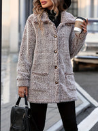 R&B | Lange Teddyjacke mit Knöpfen Polyester Komfortabel und Warm