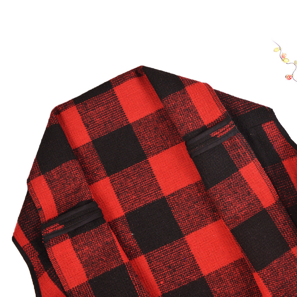 Damen Üppiger karierten Poncho R&B