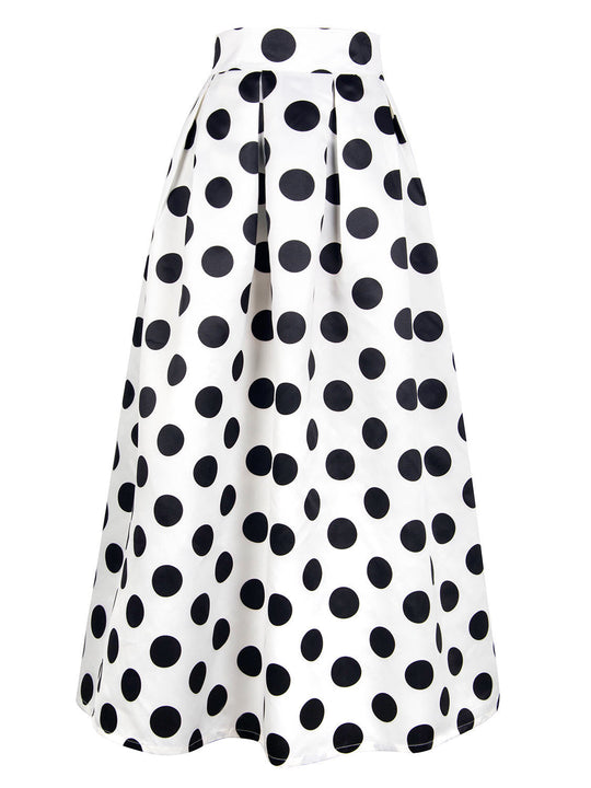 Damen Tellerrock mit großflächigem Polka-Dot-Muster R&B