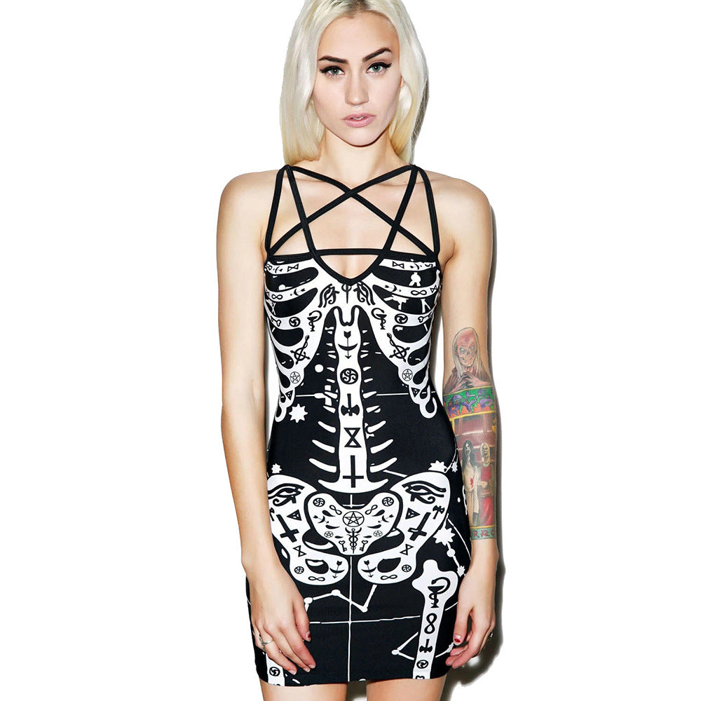 Damen figurbetontes Midi-Kleid mit grafischem Druck R&B