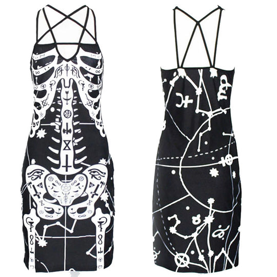 Damen figurbetontes Midi-Kleid mit grafischem Druck R&B