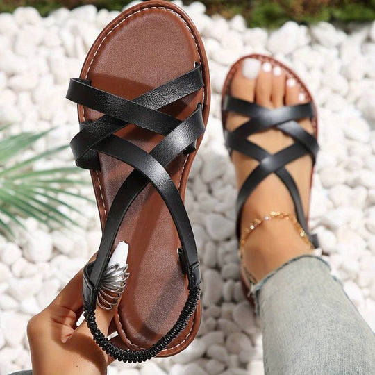 R&B | Crisscross Flache Sandalen mit Rutschfester Riemen