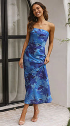 R&B | Satin rückenfreies Röhrentop Kleid