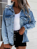 R&B | Ausgefranste Snap Down Denimjacke