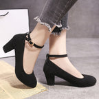 Damen elegante Pumps mit verstellbarem Riemen und komfortablem Blockabsatz R&B